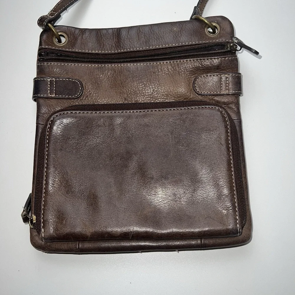 Vintage FOSSIL Brown Full Grain Soft Leather Crossbody Shoulder Bag